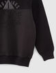 Boys’ black mixed fabric sweater with embossed image-5