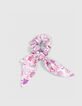 Scrunchie lila estampado flores niña-1