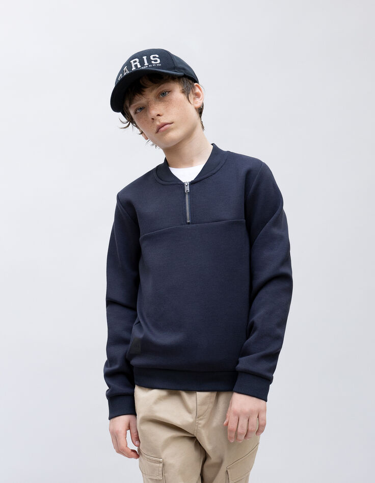 Boy's navy teddy-neck sweatshirt-1