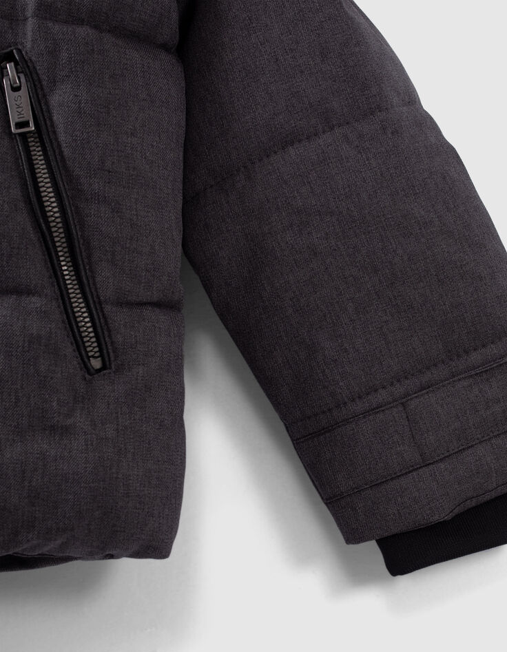 Boys’ grey marl padded jacket with zipped pockets-4