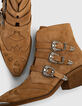 Women’s camel 3-cowboy buckle suede boots-4