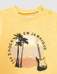 Baby boys’ yellow T-shirt with guitar palm trees images-3