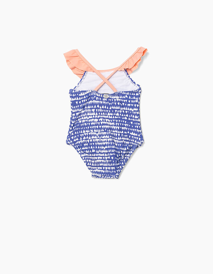 Traje de baño azul estampado corazones bebé niña-3