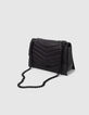 Tas THE 1 Timeless zwart doorstikt leer Maat L Dames-7