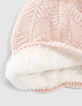 Girls’ pale pink glittery fur-lined knit beanie-2