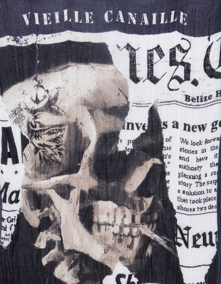 Men’s chalk scarf with skeleton-sailor image-3