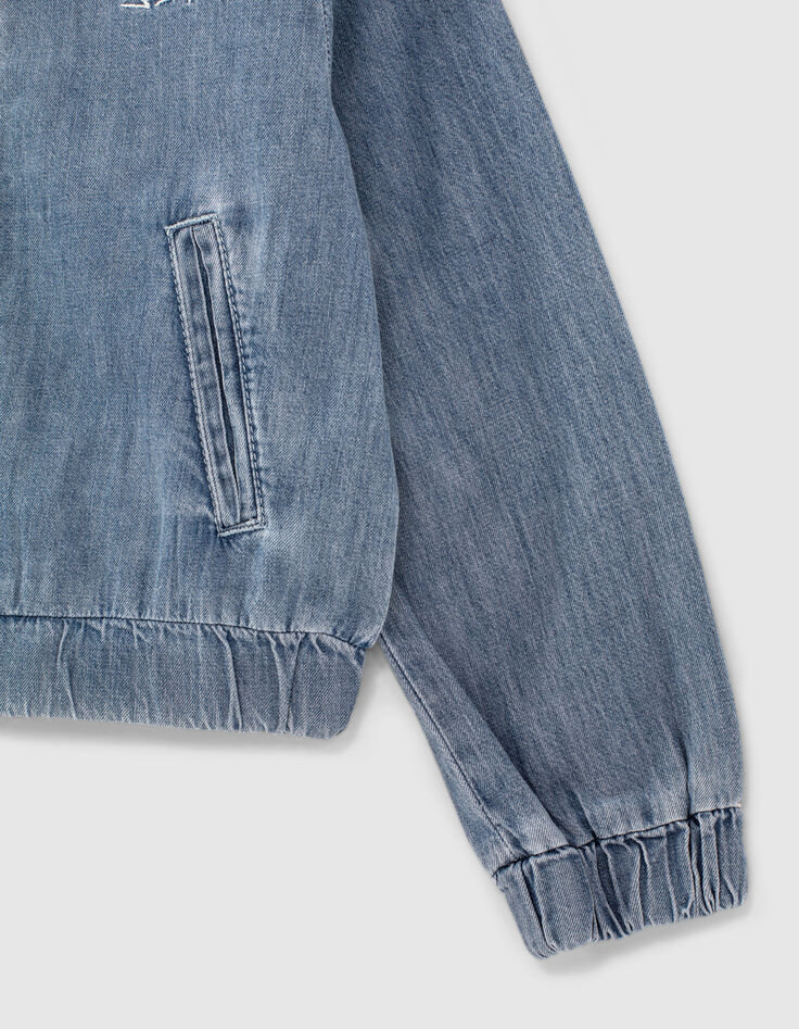 Bomber en jean light blue imprimés dos fille-5