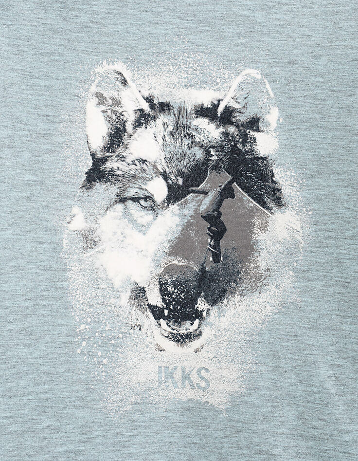 Gletsjerblauw T-shirt opdruk wolf jongens-2