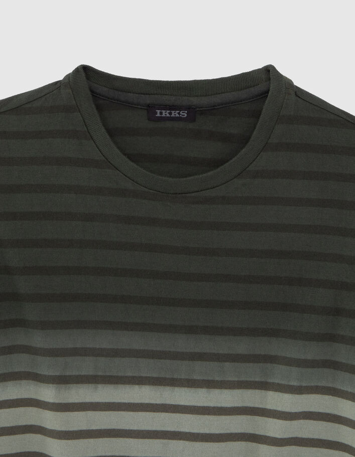 Boys’ khaki T-shirt with stripes on a deep-dye effect