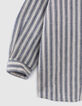 Baby boys’ navy mixed-fabric striped shirt-4