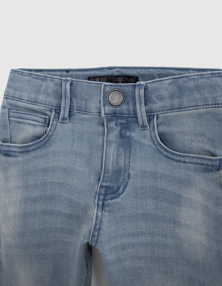 Blauwe SLIM jongensjeans met slijtage-4