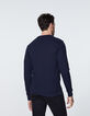 Sudadera marina tricot estilo chevrones Hombre-3