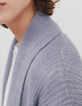 Women’s grey marl long fluffy knit cardigan-4