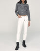 Women’s white organic cropped high-waist straight jeans-1