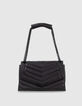 Tas THE 1 Timeless zwart doorstikt leer Maat L Dames-1