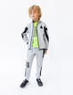 Boys’ grey cardigan with black and reflective details-1