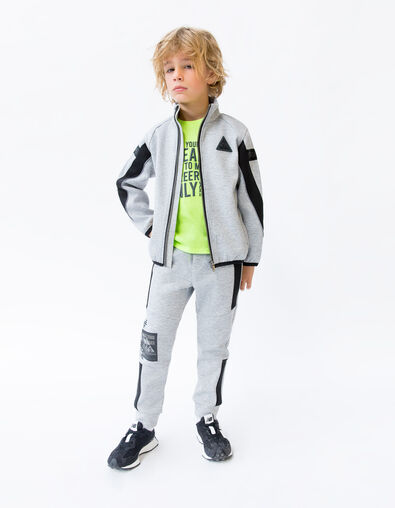 Boys’ grey cardigan with black and reflective details - IKKS