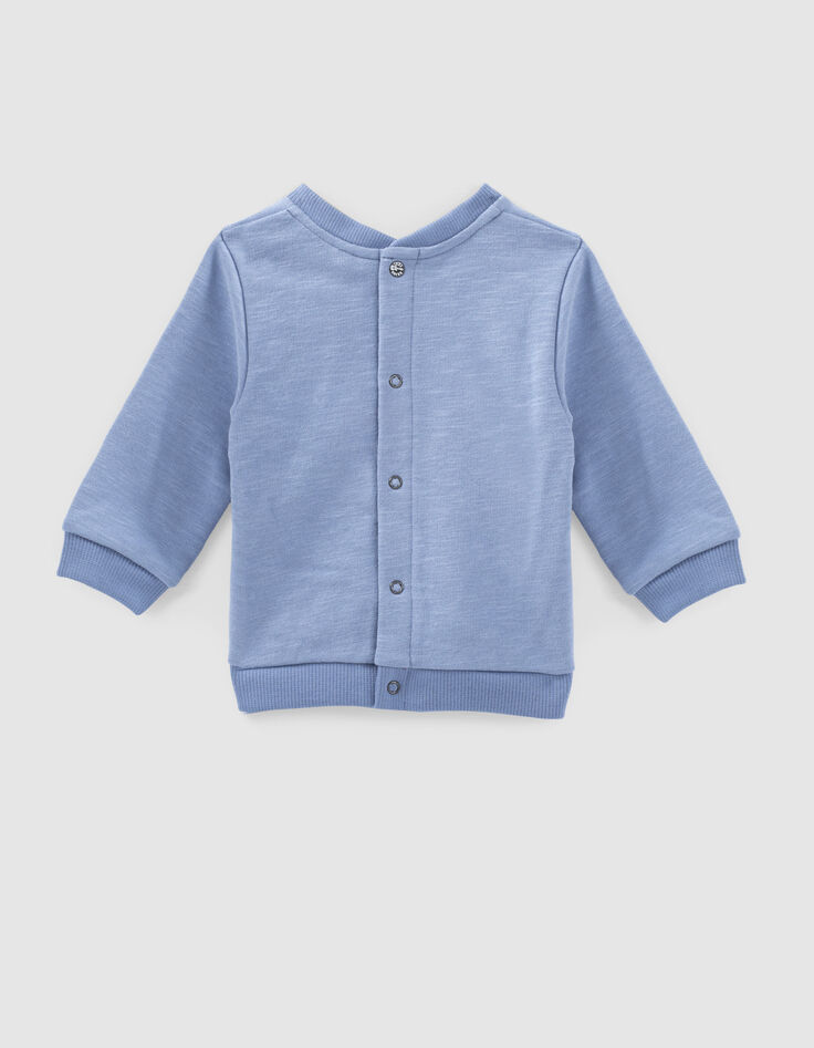 Middenblauwe sweater bliksemborduursel biosweatstof baby’s-2