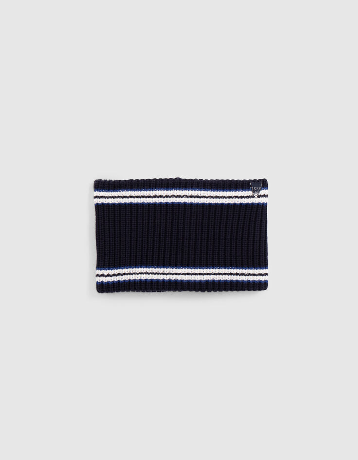 Snood de punto azul marino para bebé niño-1