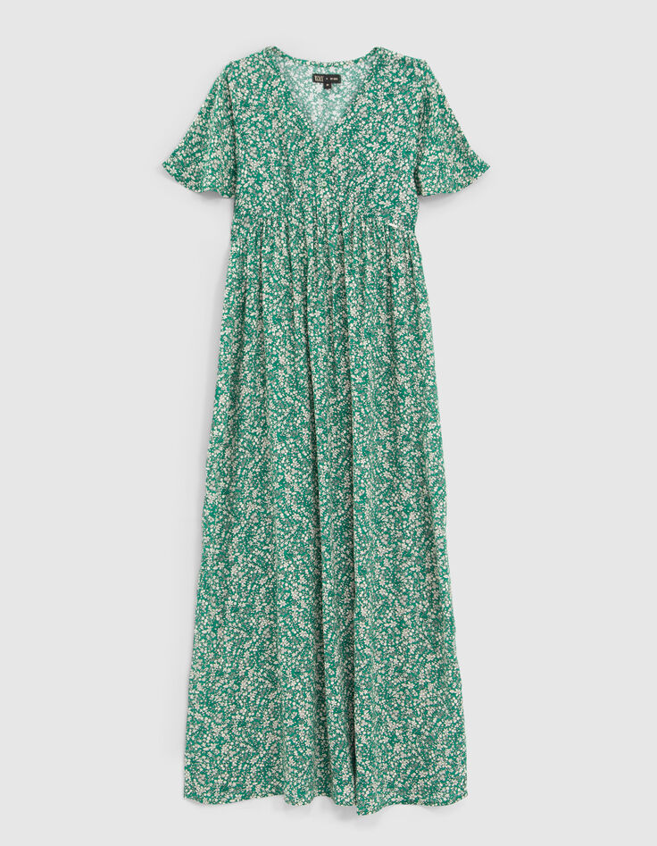 Girls’ green microflower LENZING™ ECOVERO™ long dress-1