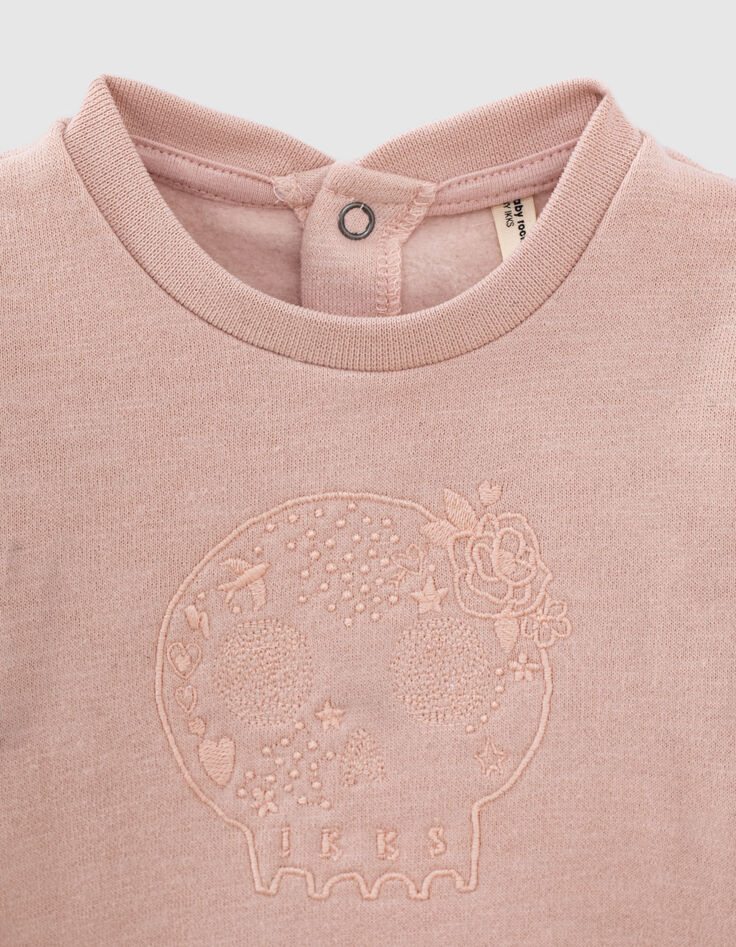 Baby’s pink skull embroidery organic fabric sweatshirt-3