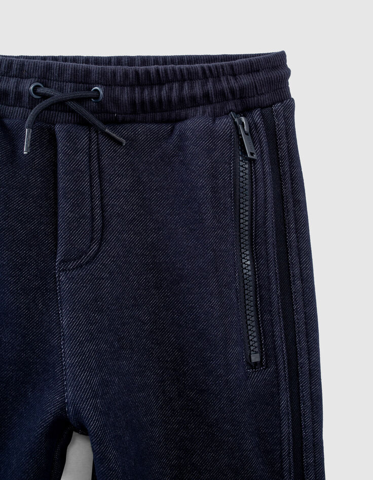 Boys’ navy joggers with 2 long zips down sides-3