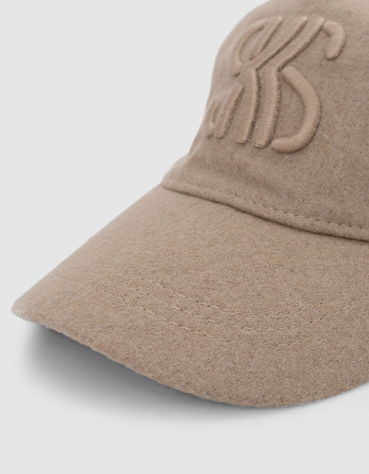 Beige pet met geborduurd monogram, meisje-7