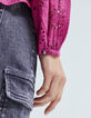 Blusa violeta algodón ecológico bordado flor mujer-4