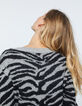 Women’s grey jacquard tiger fluffy wool sweater-5