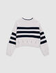 Girl’s organic sailor-stripe sweater, diamante lightning-4