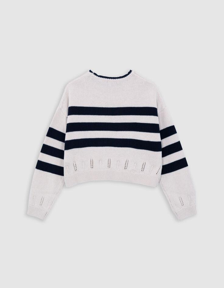 Girl’s organic sailor-stripe sweater, diamante lightning-4