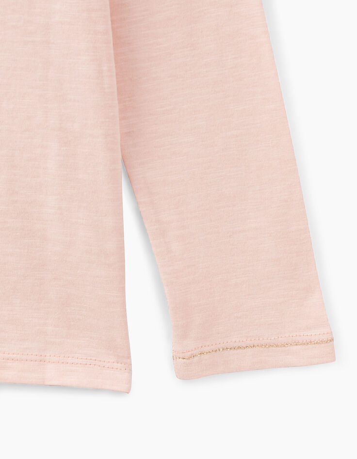 Camiseta rosa empolvado Essentiels bordado IKKS niña-5