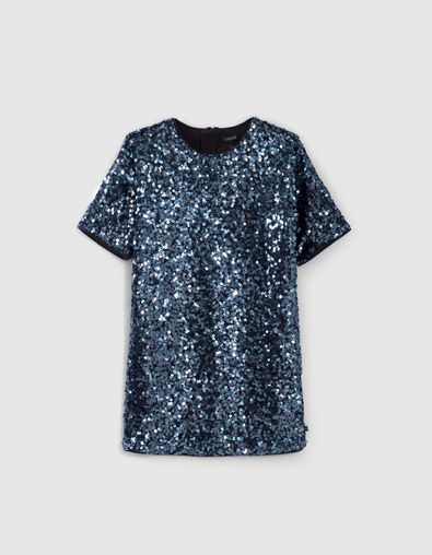 Robe bleu tempête à sequins fille - IKKS