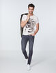 Men’s ivory striped T-shirt with guitar and palm tree-6