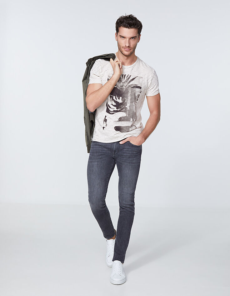 Camiseta marfil de rayas con guitarra y palmera Hombre-6