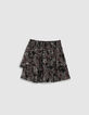 Girls’ black Paisley print ruffled short skirt-1