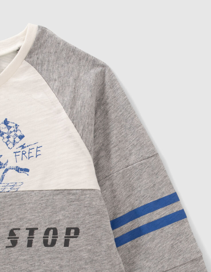 Boys’ grey colour block-style organic cotton T-shirt-5