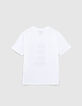 Boys' white T-shirt with rubber slogan and waves-4