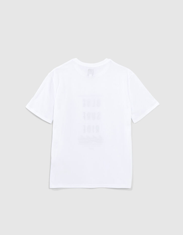 Boys' white T-shirt with rubber slogan and waves-4