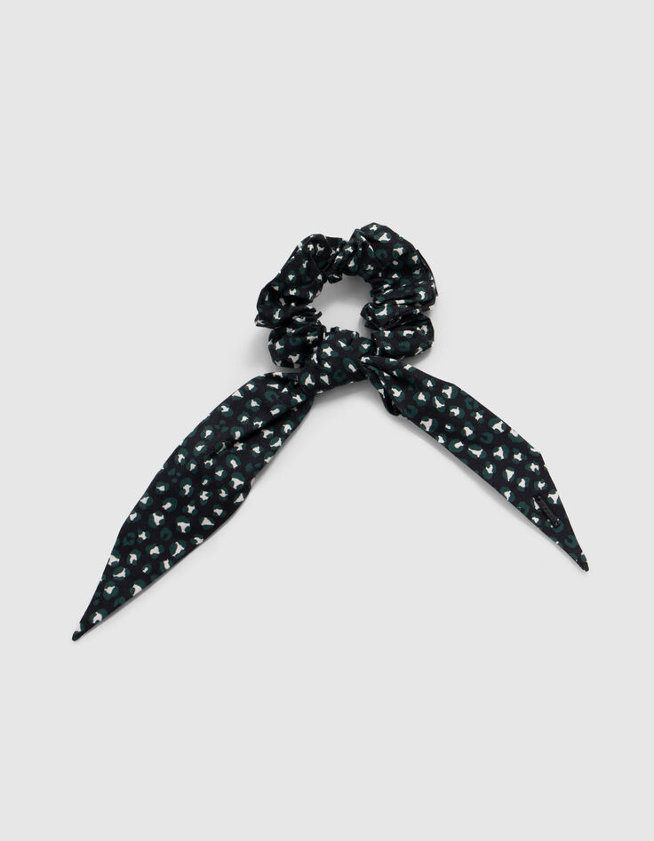 Chouchou-foulchie de niña con estampado de leopardo negro-1