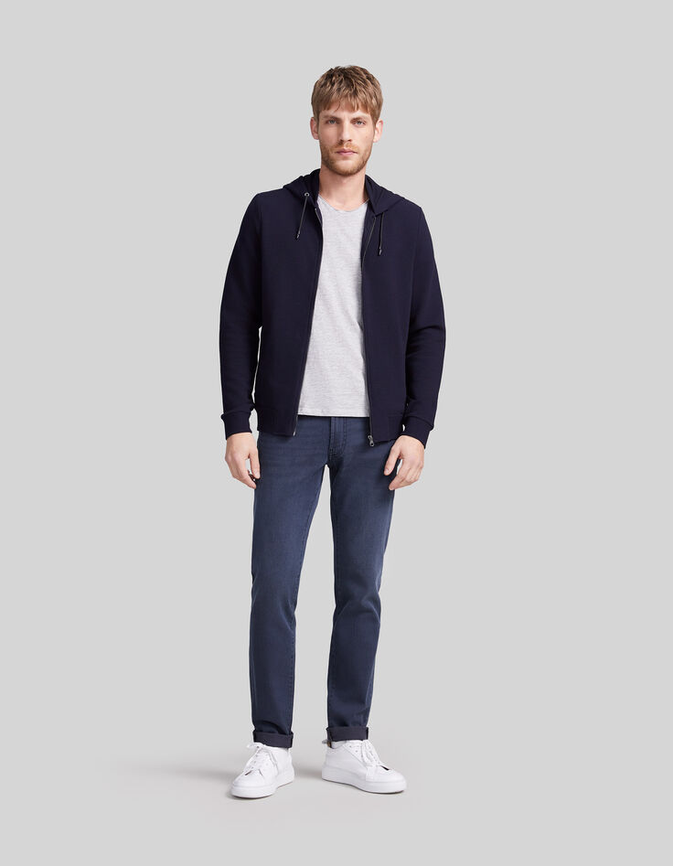 Cardigan marine reliefé à capuche Homme-2