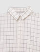 Girl's ecru shirt with black check pattern-3