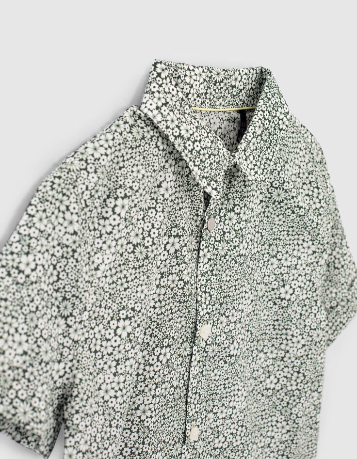 Moosgrünes Jungenhemd mit Liberty®-Blumenprint -6