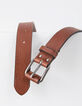 Ceinture cognac en cuir à boucle gainée Homme-3