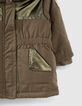 Baby girls’ dark khaki fur-lined mixed-fabric parka-4