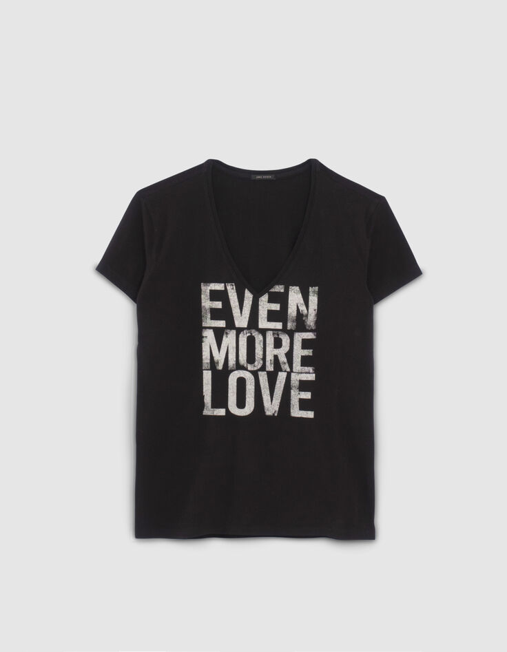 Camiseta negra mensaje letras delavado mujer-1