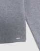 Girl's grey rib-knit hooded t-shirt-4