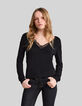 Women’s black lace touch knit V-neck sweater-2