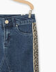Girls' stone blue denim and leopard skirt-3