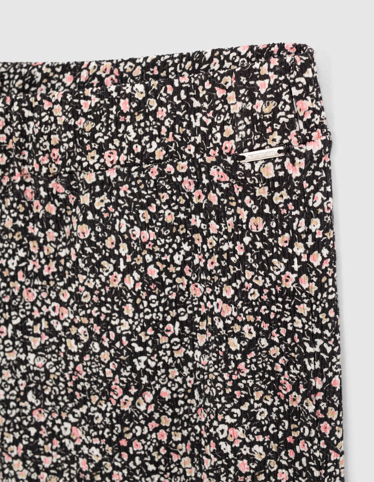 Pantalón flare negro estampado floral niña-2